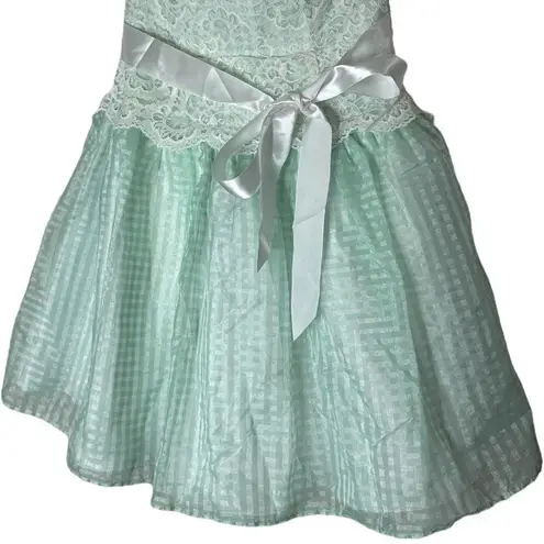 Gunne Sax Jessica McClintock Vintage Lace Plaid Dress Size 3/4