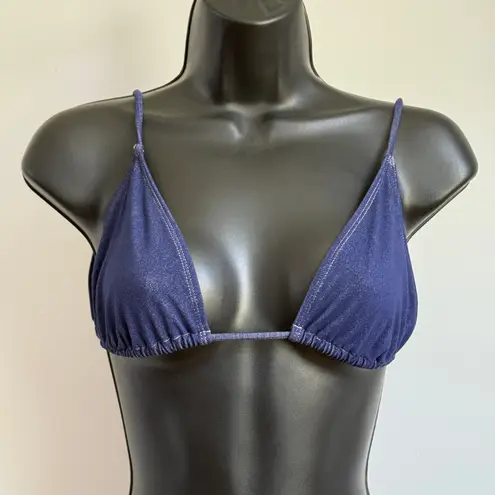 ONIA sz M Navy Blue Terry Triangle Bikini Swim Set Minimalist Resort
