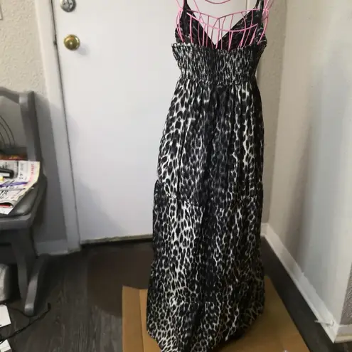 Speed Control New York Maxi Animal Print Dress S Casual Boho Mobwife Retro PinUp Black