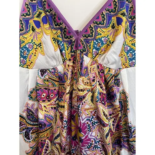 ECI New York Dress size 2 Silky Slip Babydoll Purple Paisley Boho