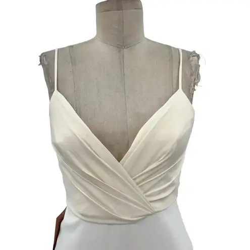 BHLDN Badgley Mischka Draped Top Crepe Skirt Gown Ivory White Size 0