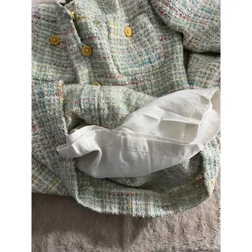 Jeannene Booher Multicolor Tweed Jacket Dress W/ Gold Buttons White Size 10