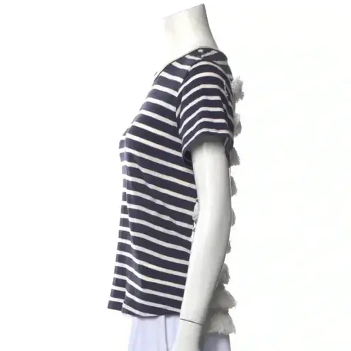 Sea New York Striped Navy Blue and White Crewneck Shirt Ruffle Back, Small