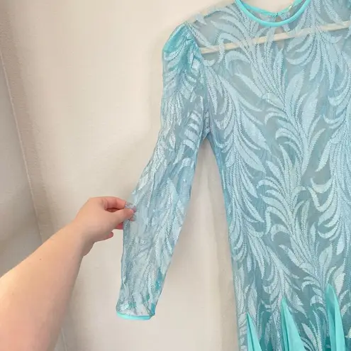 Vintage Robin's Egg Blue Evening Dress Overlay Sheer Mesh Flowy Ethereal Size 6