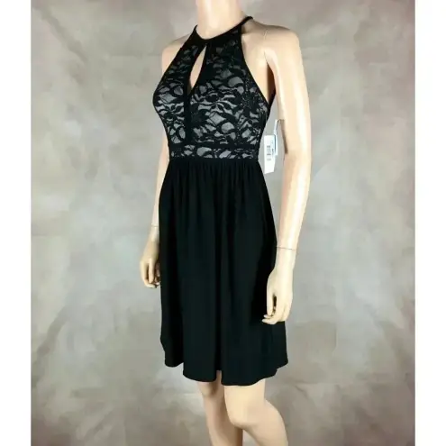 Juniors' Glitter Lace Black Mini Party Dress NWT 1/2 Size undefined