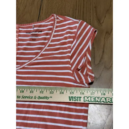 Toad &Co Muse Midi Dress Women’s M Orange Stripe Adjustable Drawcord Pocket Size M