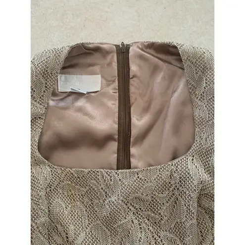 Jessica McClintock 90s gold lace bodycon dress scoop neck size small 4