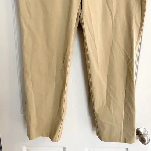 LL Bean Cotton Blend Pants Straight Leg Casual Trousers Size 12 Office Classic Tan