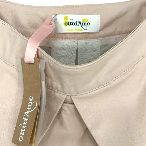 ottod'Ame | NWT | US Sz 2 | DESIGNER Pink 100% Italian Leather Darted Mini Skirt