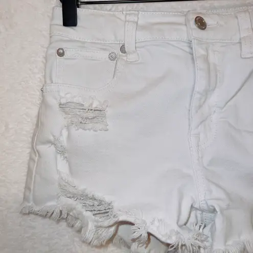 American Eagle AE White Wash Denim Super Stretch X Hi Rise Festival Shorts