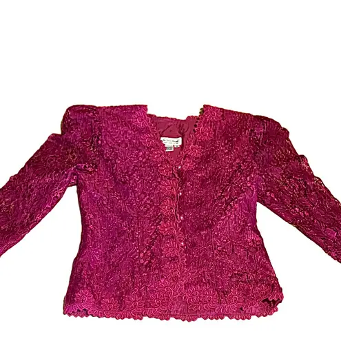 IN THE MOOD VINTAGE 1990'S FUCSHIA PINK LACE STRUCTURED BLOUSE (8)