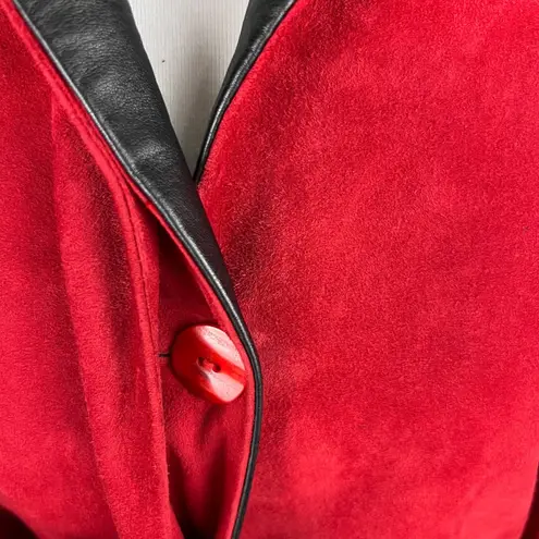 Jennifer Tatanelli Casini Firenze Italian Red Suede Leather Coat Jacket IT 40 Size 8