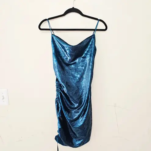 Cinq à Sept CINQ A SEPT Shiny Astrid Dress Teal Topaz Metallic Bodycon Mini Women's Size 0