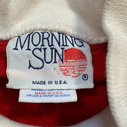 Vintage 80s Red White Heart Valentine Sweatshirt Made in USA Medium Cozy Cottage