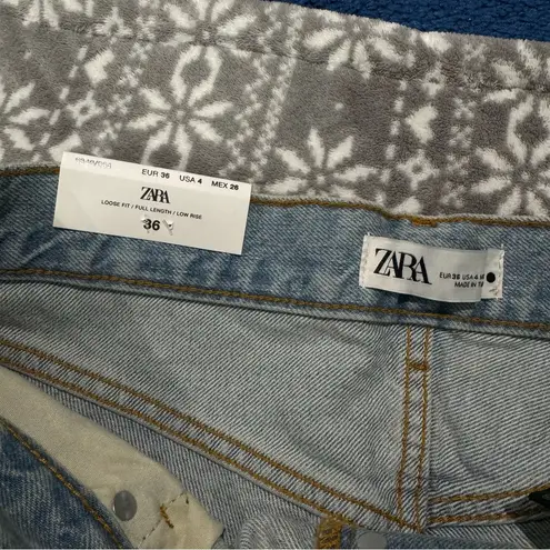 ZARA NWT  The Loose Fit Full‎ Length Jeans In Beach Blue Button Fly Size 4 - Image 6