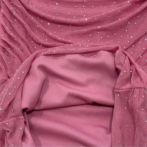 AFRM Desani Mini Skirt Rhinestone Dotted Ruched Sparkly Mauve Pink Medium New