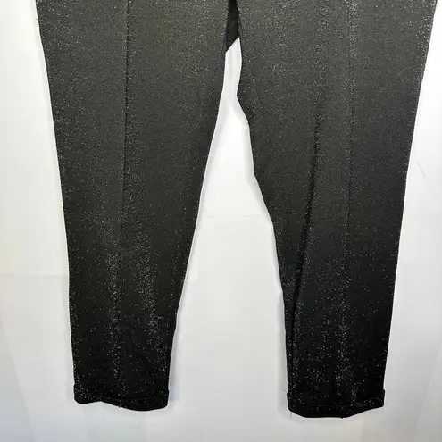 Imperial Black Sparkle High Rise Ankle Drawstring Straight Jogger Pants Medium
