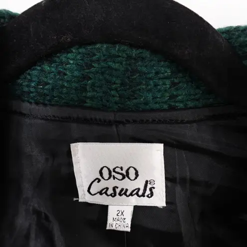 Vintage Oso Casuals Green Striped Knit Blazer Chunky Cardigan Grandpacore 2X