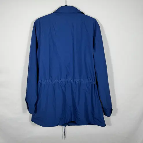 London Fog Women's Blue Rain Coat Jacket Button Up Drawstring Lightweight Sz 18 - Image 2