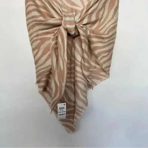 INC International Concepts Triangle Zebra Print Scarf Wrap Natural Beige Mocha Tan