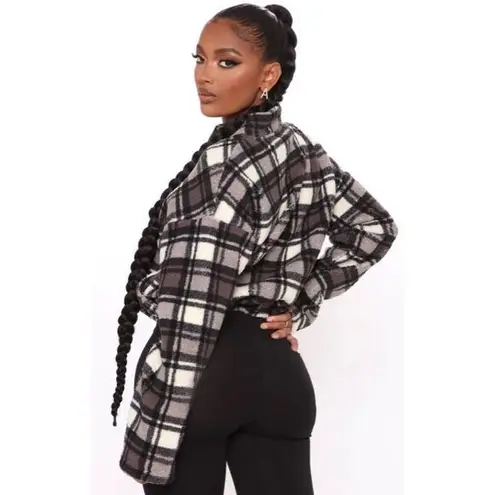 SO Fashion Nova Plaid 1/2 Zip Fleece Pullover Sweater Winter Preppy