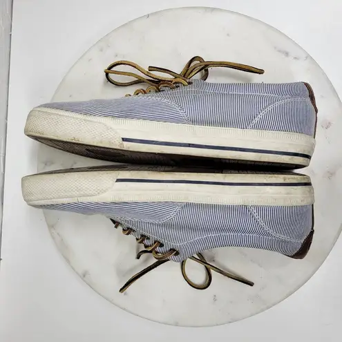 Polo Ralph Lauren Vaughn Boat Shoes Mens 9.5 Blue White Pinstriped Deck Sneakers