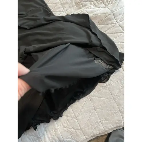 Beaudrm Tiered Mini Dress Size XL Black Sleeveless Halter Tie Neck Cross Pendant