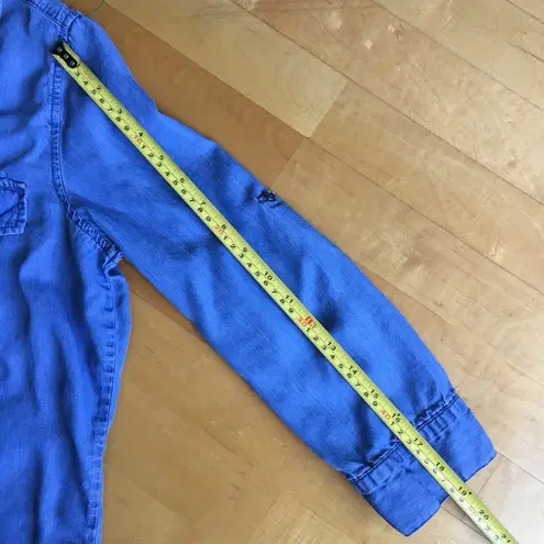 Grand & Greene Flowy, Denim Tencel Button Down Shirt, Light Blue, Size S Blue