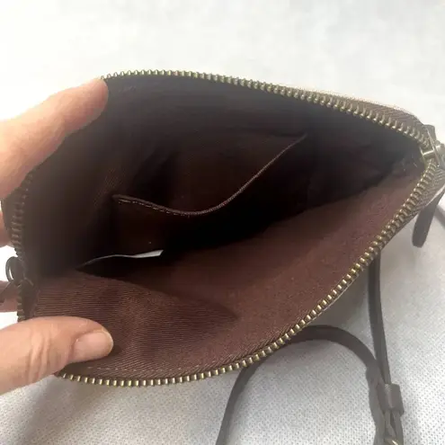 Vida Crossbody Clutch Bag Cityscape Cow Leather & Cotton Brown