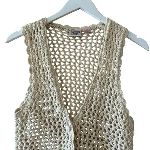 Huntington Ridge Ramie Cotton Cream Botton Boho Festival Crochet Vest M # 2244 Size M