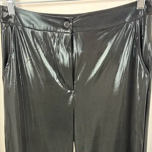 Sincerely Jules Women's Shiny Black Pants Size Large Straight Leg Casual
