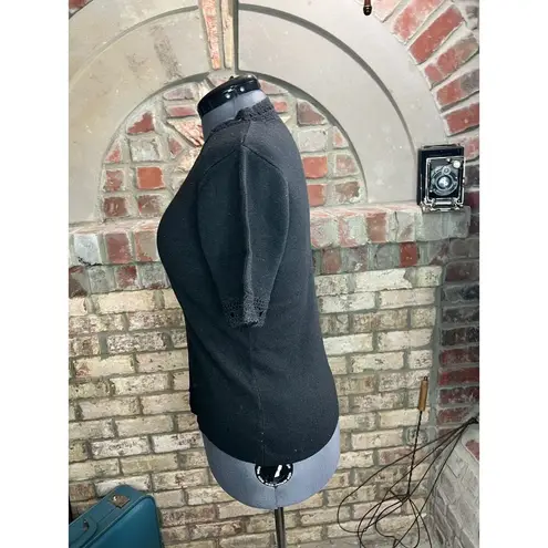 Sag Harbor sweater short sleeve lace black square neck