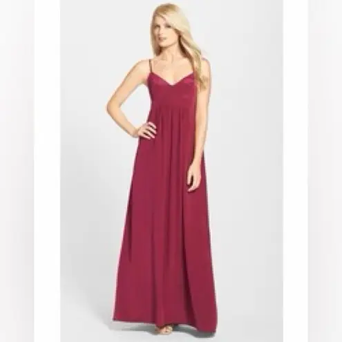Amanda Uprichard  Maxi Dress silk Red Spaghetti Strap Formal Evening Gown large