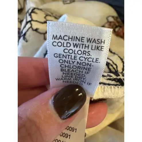 J Jill Shirt Women 4X Ivory Botanical Gardens Embroidered Linen Blend Top Boho Tan