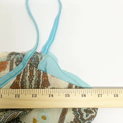 Sabra Womens Y2K Fairy Grunge Boho Sequin Embellished Paisley Tank Top Size M Blue