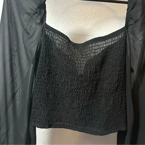 Ever B Corset Smocked Blouse Black LARGE