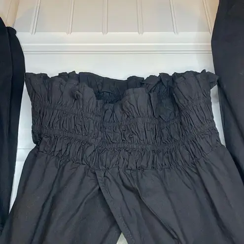 Sim & Sam long sleeve scrunched waist crop v neck