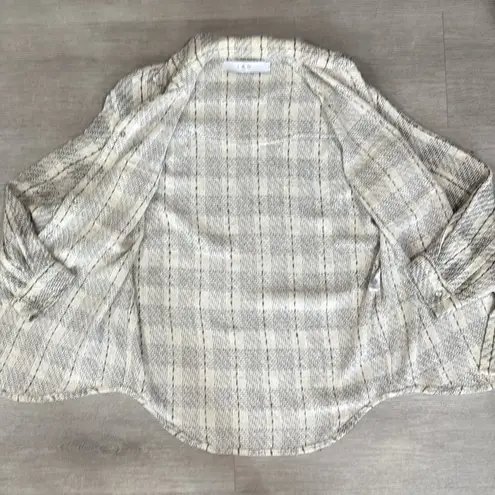 IRO Paris tweed open front shirt jacket with pearl snap buttons