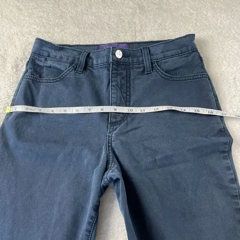 NYDJ Flared Pants Womens Size 4 Blue Relaxed Lift Tuck Slimming Short Casual