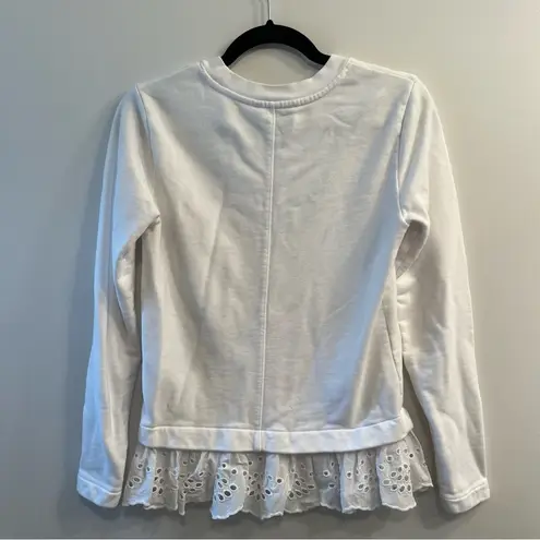 Banana Republic  white crewneck sweatshirt with eyelet hem size XS