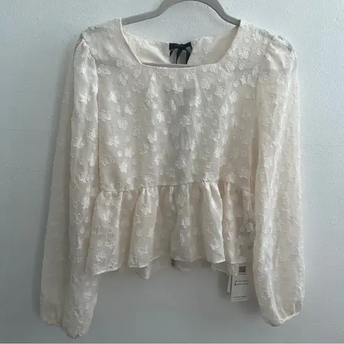 DAZY Solid Tie Back Lantern Sleeve Blouse Square Neck Womens Vintage Style NWT Black Size M