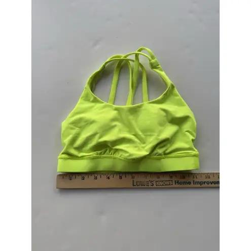 Lululemon Energy Bra Bright Yellow Size 4 Removable Pads Cross back Yoga Gym