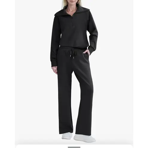 REORIA Women’s Two piece Sweatshirt Sweatpants Lounge Wear Black Size Small