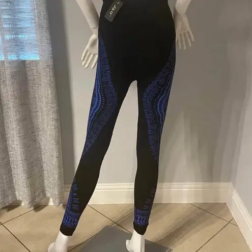 Black and Blue Patterned Women's Leggings Size undefined