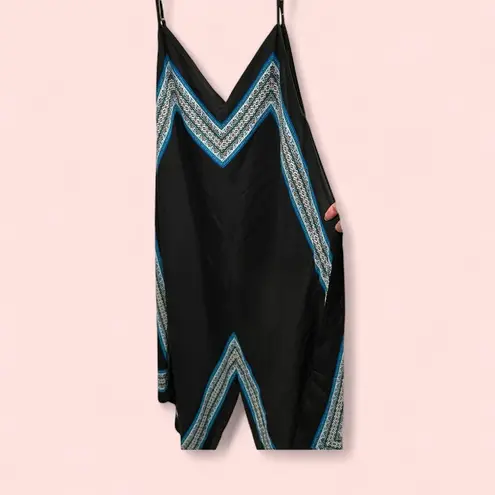 Cute INC handkerchief hem flowy midi dress skinny straps size large floral trim Blue