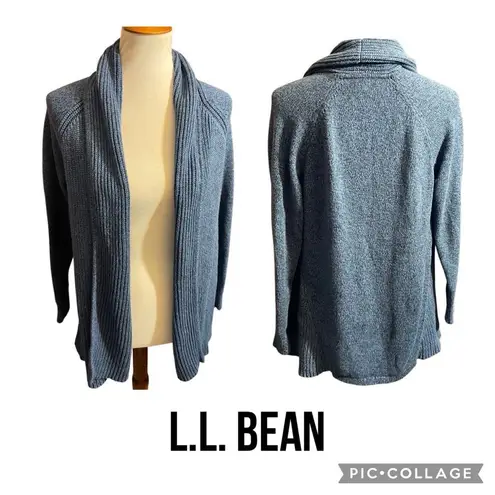 L.L. Bean Women’s Open Front Knit Cardigan Sweater Size Large Petite Slate Blue