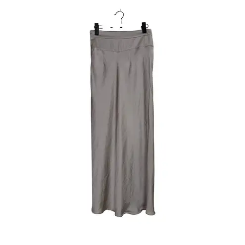 Free People  Normani Satin Silver Metallic Effect Midi Skirt Flowy Lightweight 2
