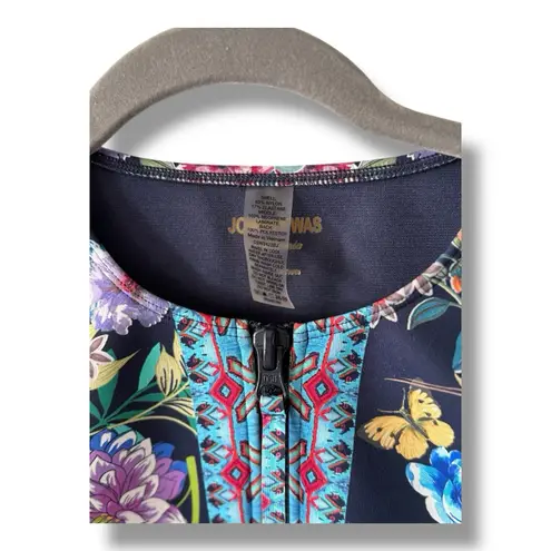 Johnny Was Dreamer Navy Neoprene Zip One Piece Surf Swimsuit Large Beach Travel