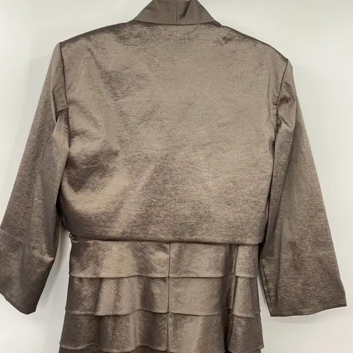 Eliza J Gray 2 Piece Formal Dress Jacket Set Beaded Tiered Gown Womens Size 8