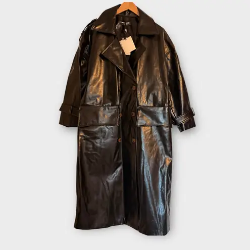 Nocturne Belted Pleather Trench Coat – Size M (NWT) Brown Size M